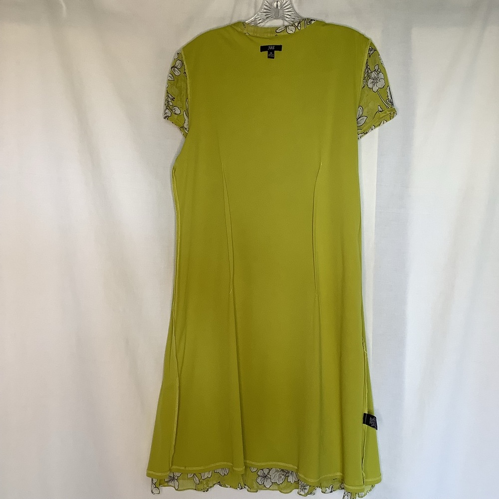 JBS Yellow Green Pintuck Short Sleeve Dress Sz 14 - Picture 7 of 10